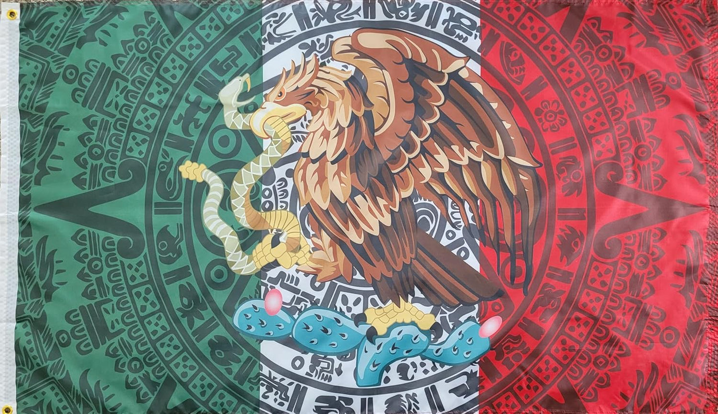 Bandera Mexicana 3x5ft Doble Cara 4 Hileras