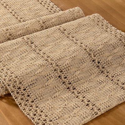 Camino mesa bohemio arpillera yute 12x48pulg decoración