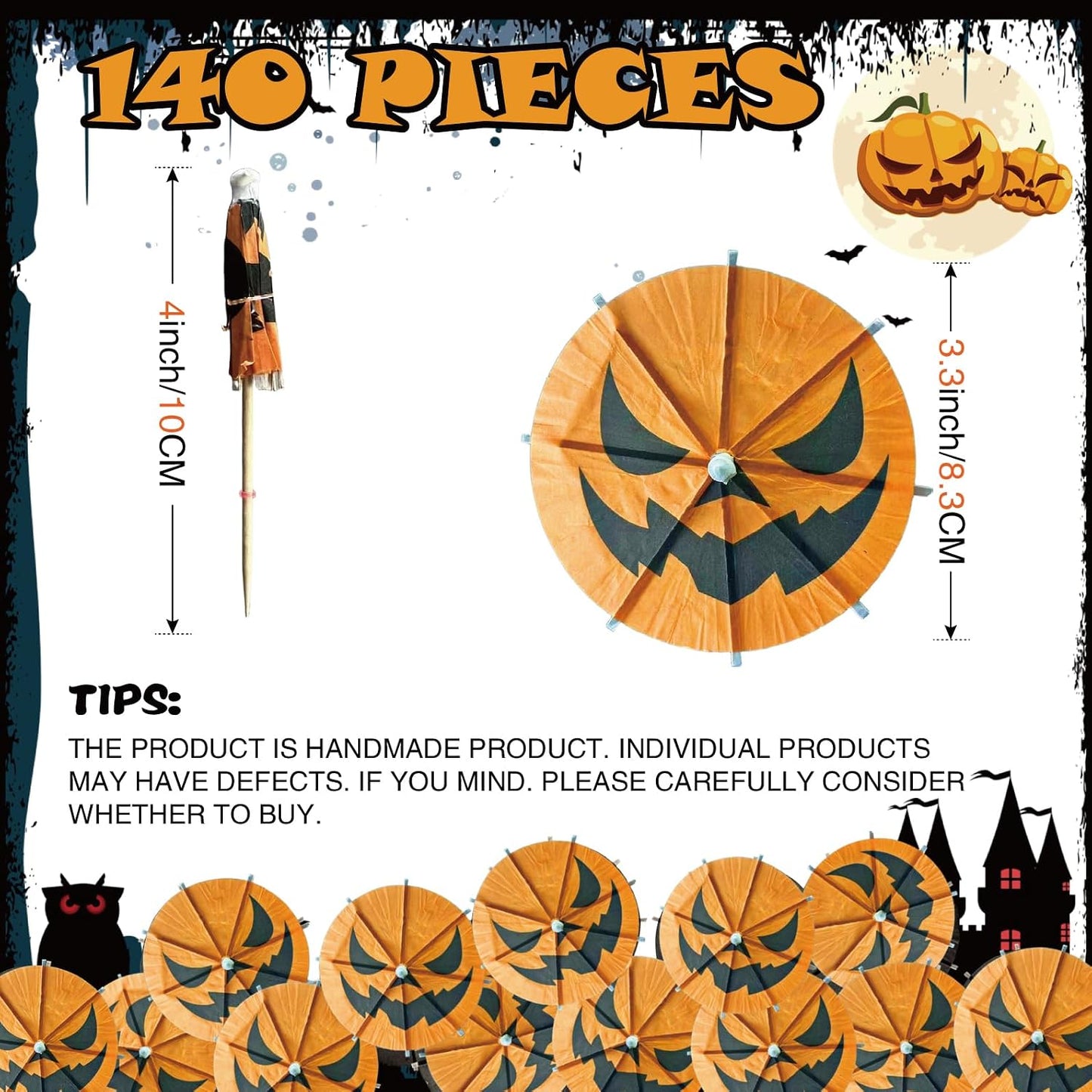 140 Pzas Calabazas Halloween Bebidas Cupcakes Negras Naranjas