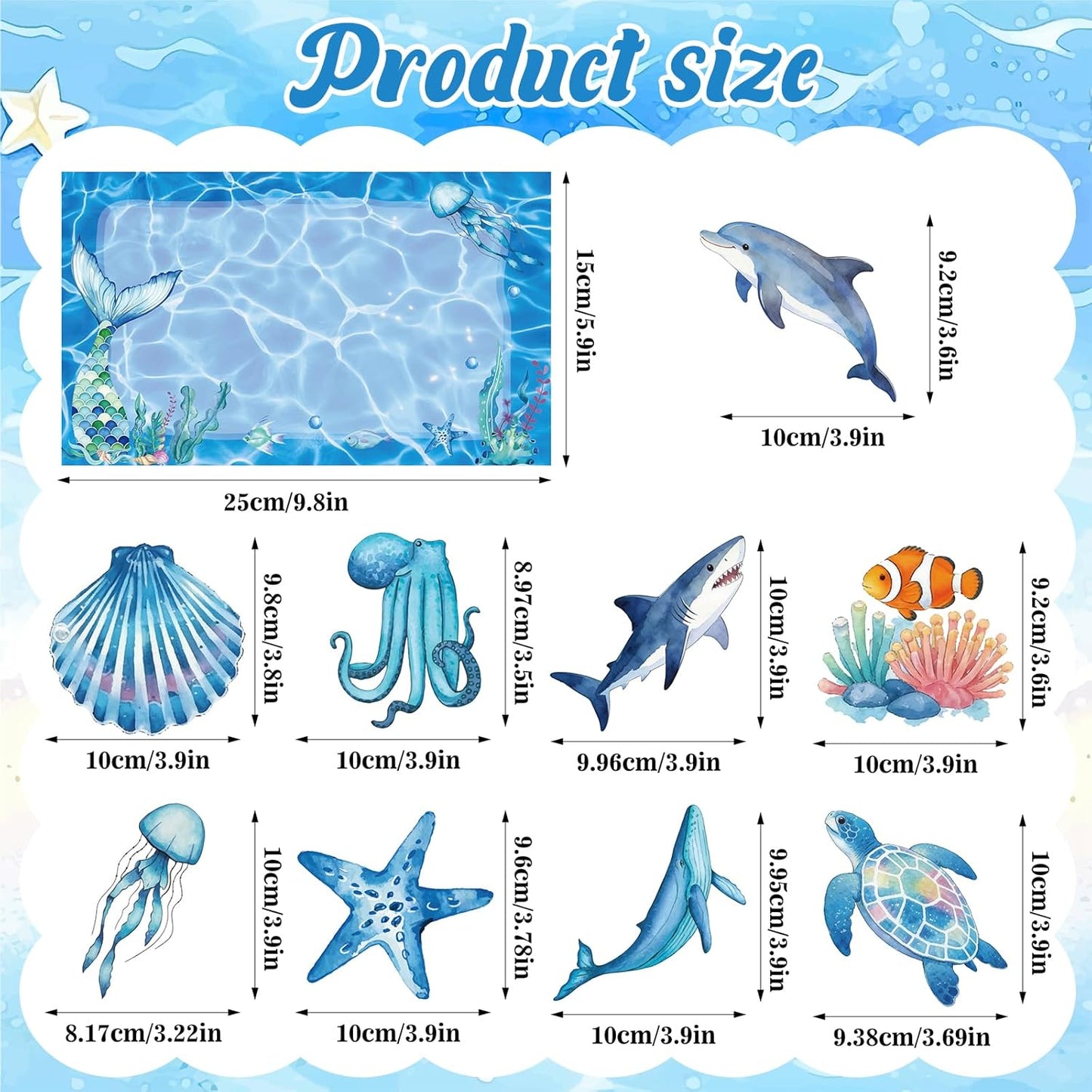 Imanes animales marinos tablero olas 2 bolígrafos reutilizables