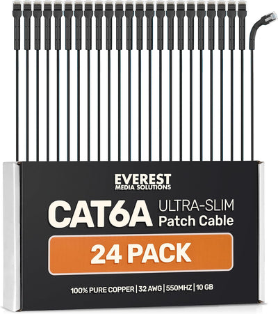 Cables Ethernet Cat6A delgados 15pies pack 24 negro 32AWG
