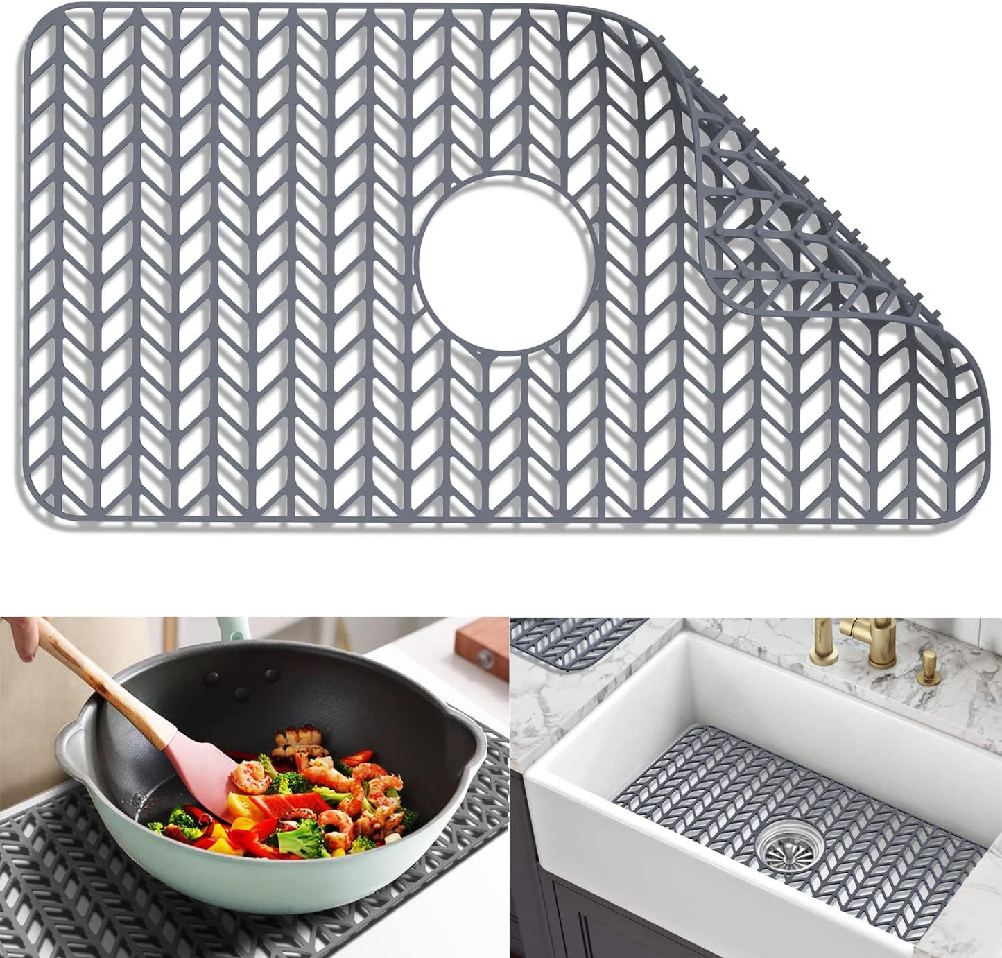 Protectores fregadero cocina 12-30pulg silicona antiderrap