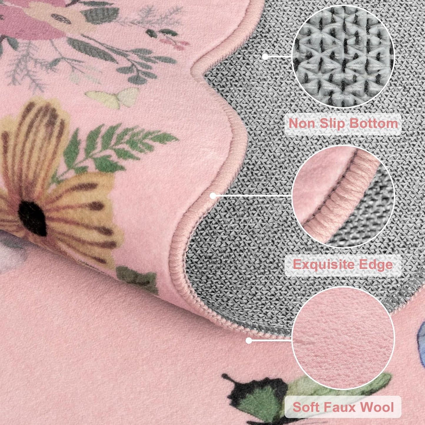 Alfombra lavable entrada 2x3 rosa antiderrap bohemia cocina
