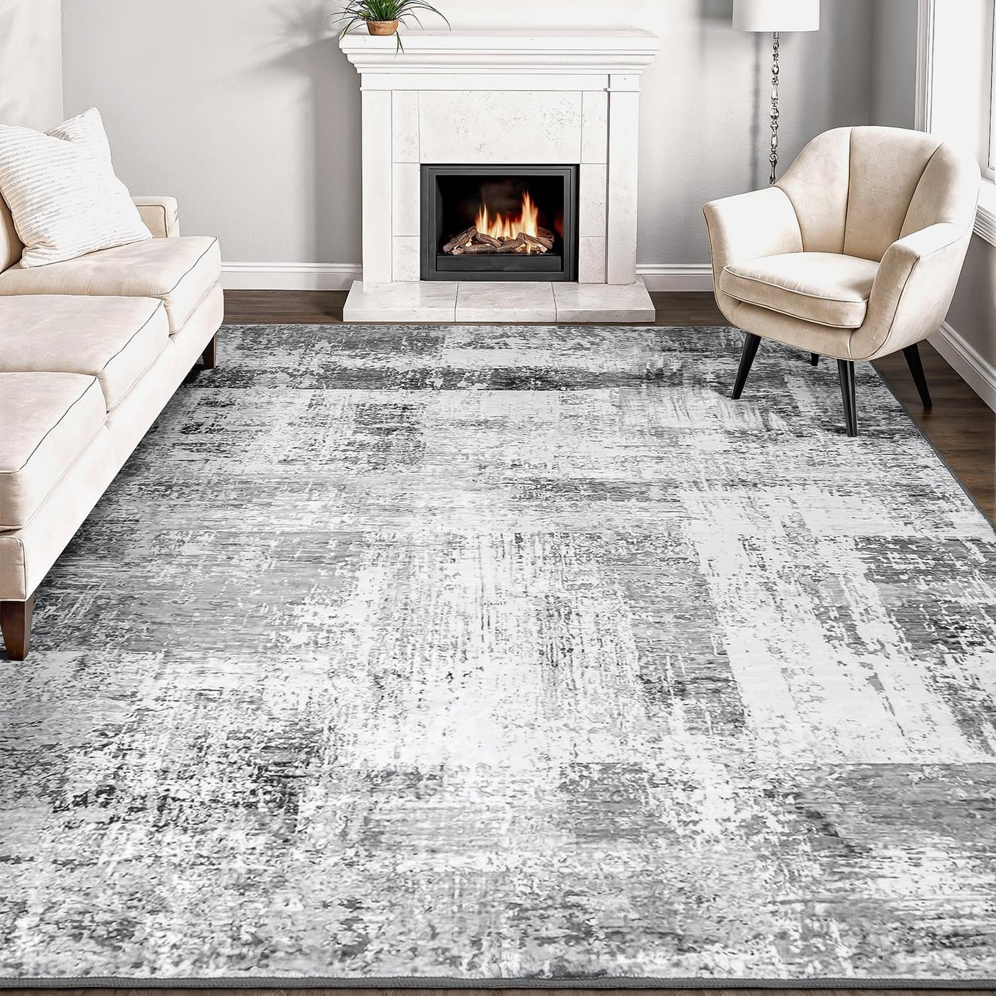 Alfombra 8x10ft para sala interior antiderrap gris
