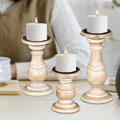 Pilares decorativos madera para velas
