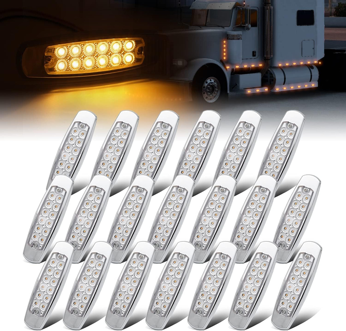 Lentes LED ámbar 16,3cm 12V para señal giro camiones