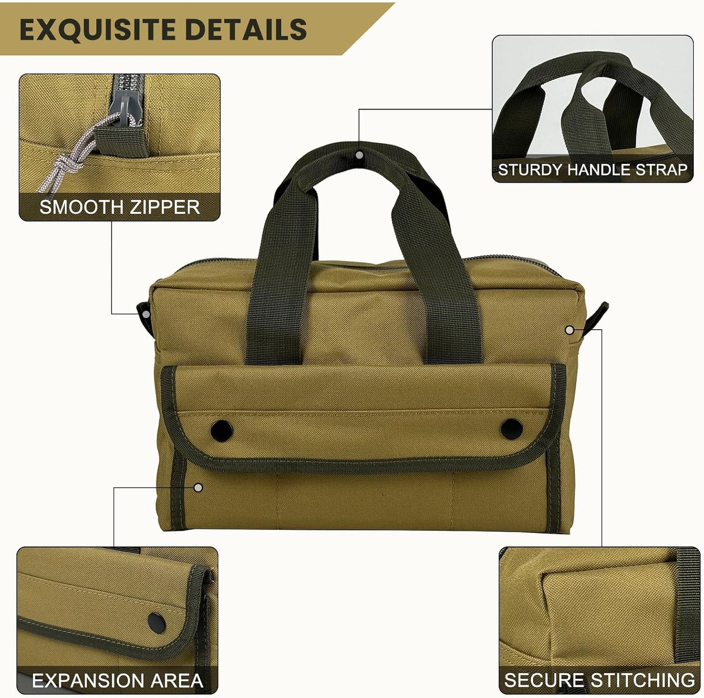 Bolsa herramientas con asas portátil múltiples bolsillos coyote