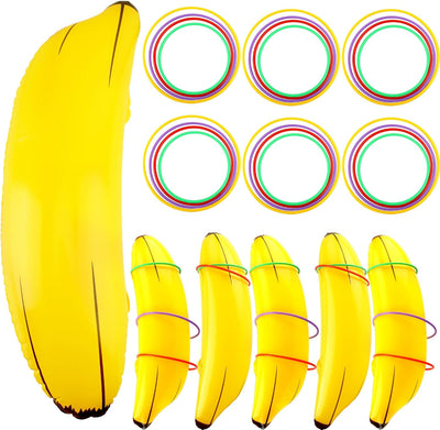 6 Anillos Inflables Plátano 24 Pzas Plástico Juego Fiesta