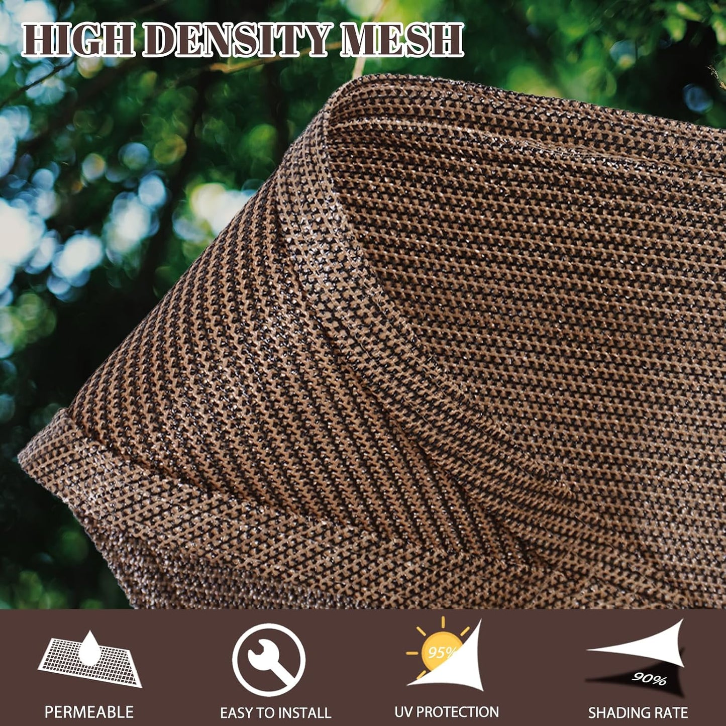 Toldo parasol triangular 10x10x14ft color marrón