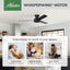 Ventilador techo control pared 52" negro mate