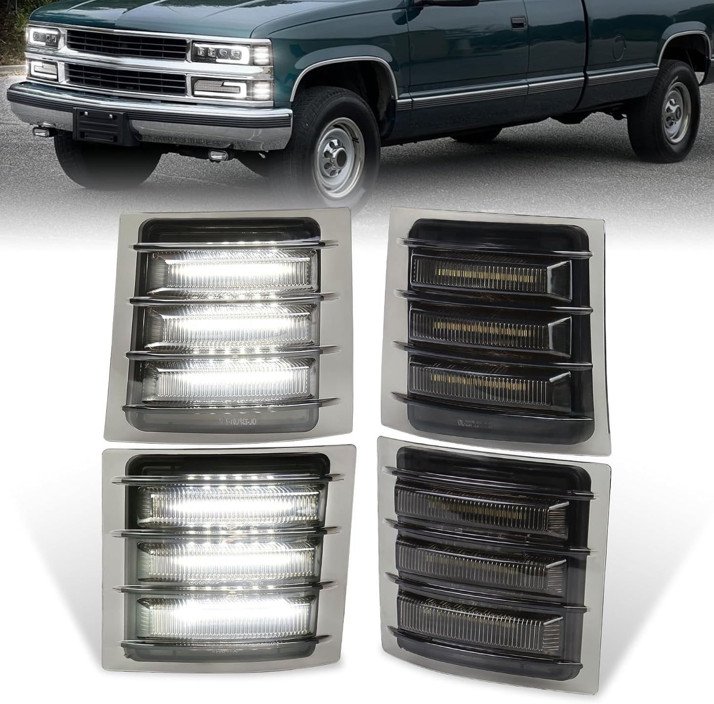 Luces laterales LED secuencial blancas para Chevy C/KC10