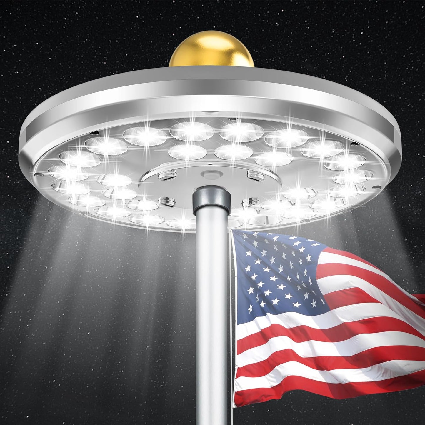 Luz sol. poste 15-30ft 29 LED plateadas impermeable