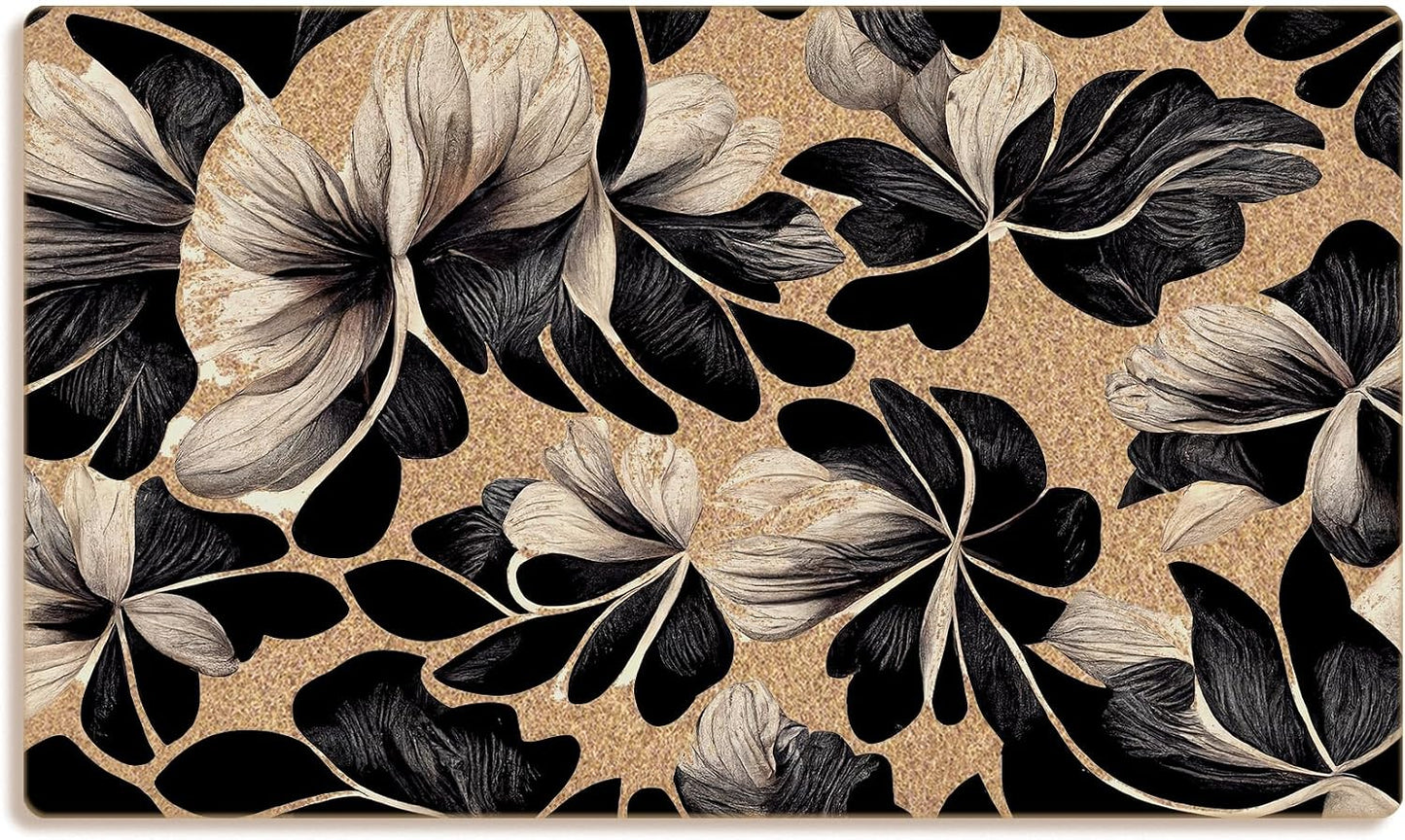 Tapete fibra coco puerta entrada casa abstracto negro beige