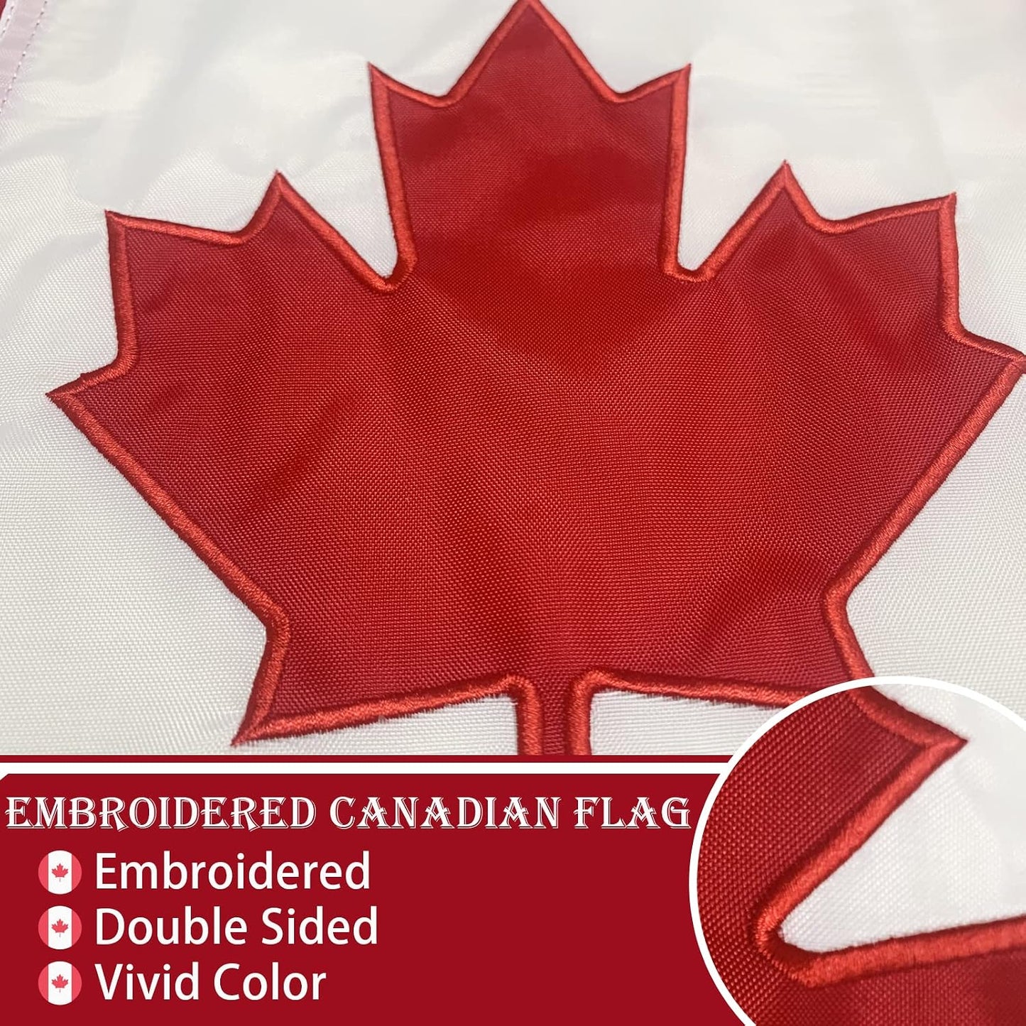 Bandera Canadá 12x18pulg exterior doble cara ojales latón