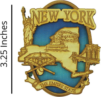 Imán Nueva York madera tallada 3.25pulg