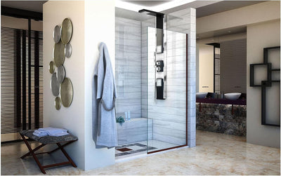 Mampara ducha sin marco panel único 34x72pulg cromo