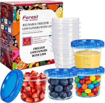 12 Pzas Recipientes 4oz con Tapas Giratorias para Congelador