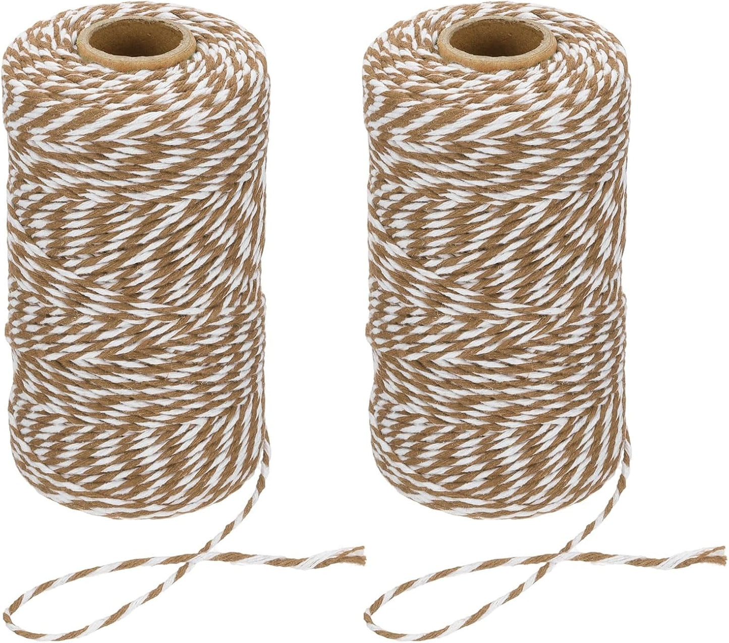 Cuerda algodón 0.079" 109yardas 2 rollos marrón y blanco