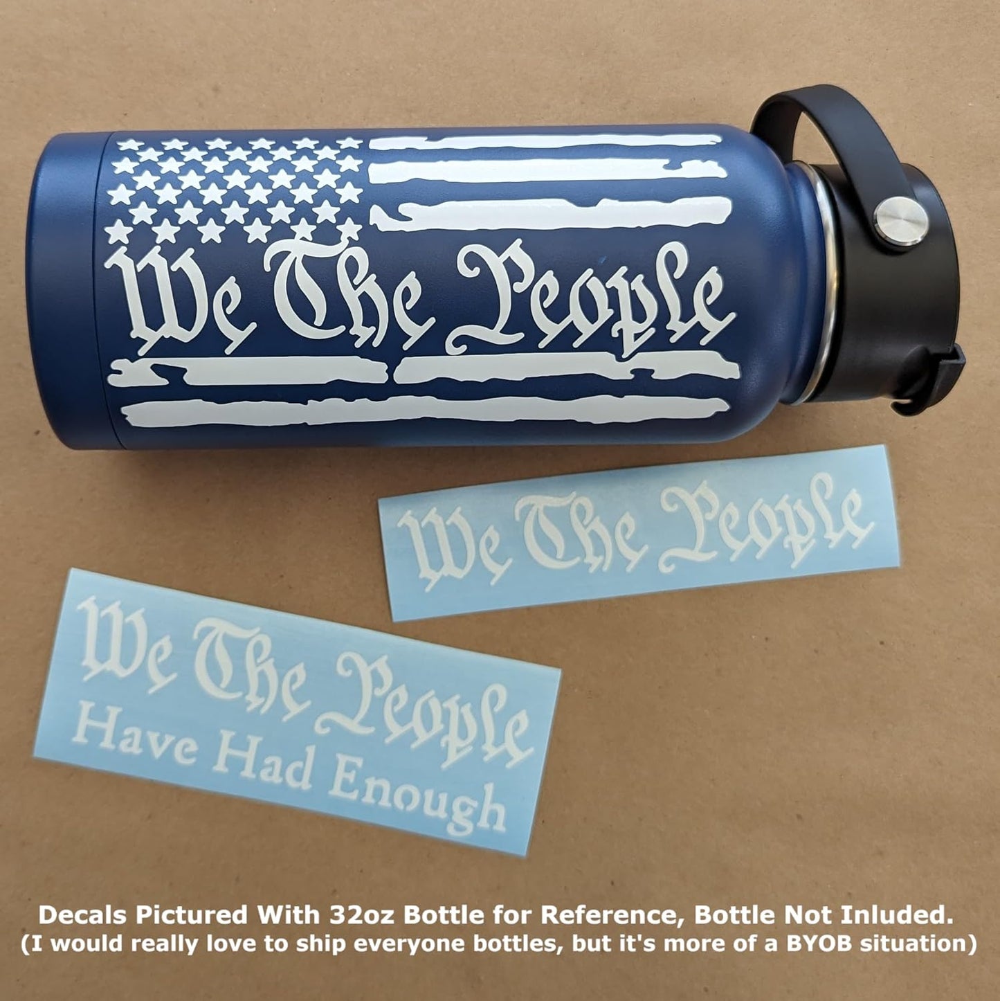 Decal We The People bandera grande 6" blanco