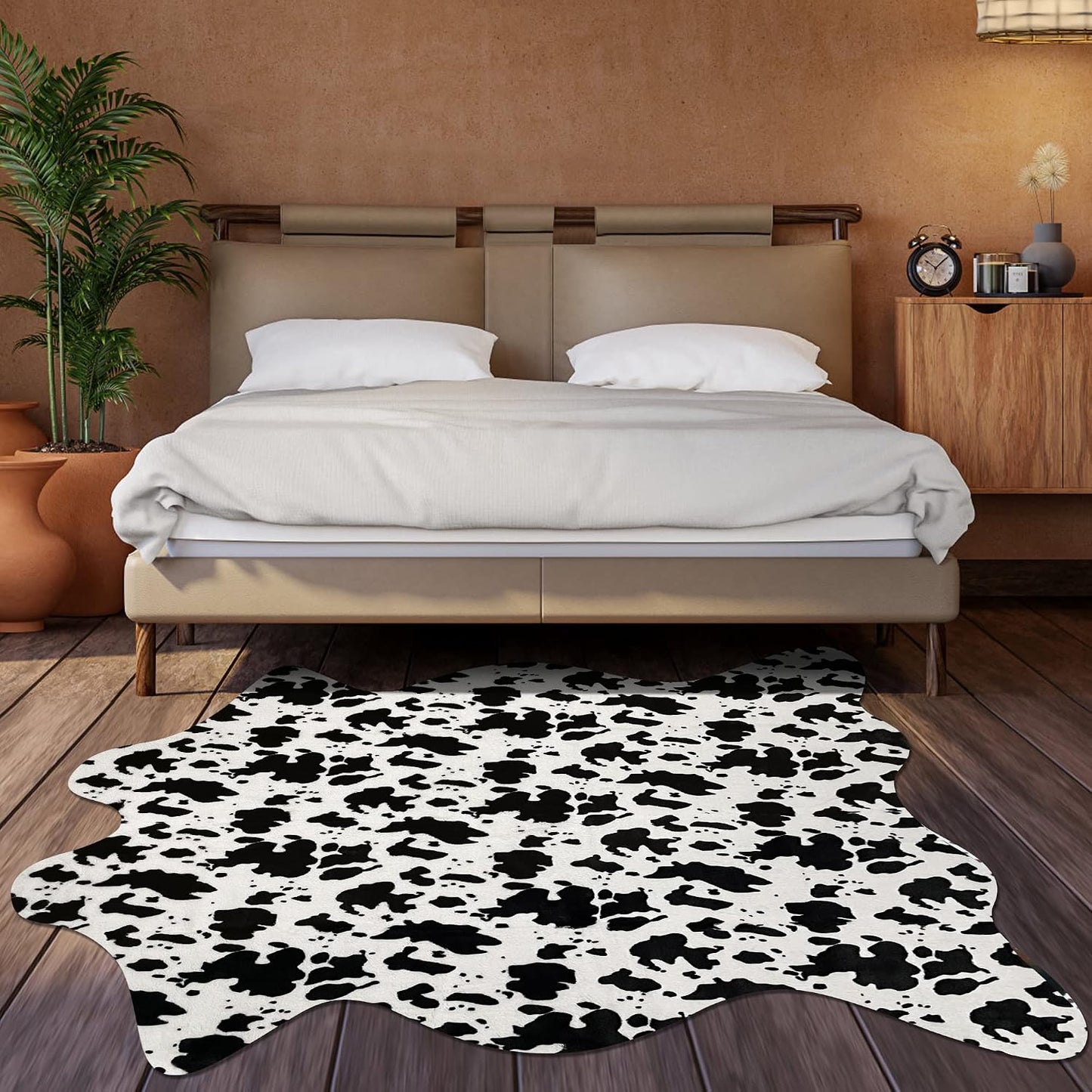 Alfombra estampado vaca sintética 4.6x5.2ft sala dormitorio