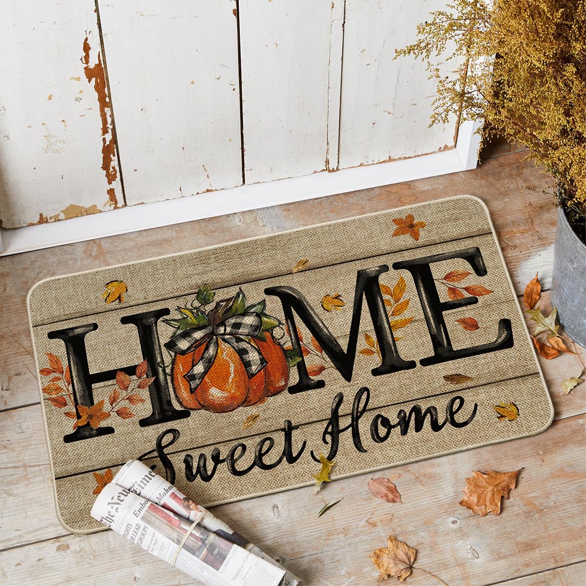 Tapete otoño calabaza hojas arce decoración hogar 17x29"