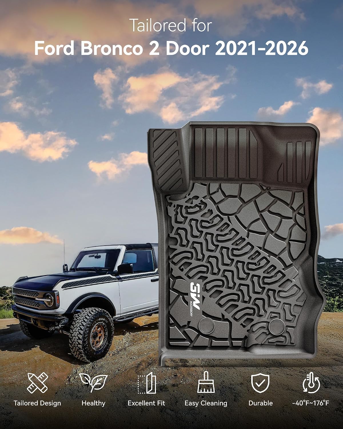 Alfombrillas Ford Bronco todo clima piso negro