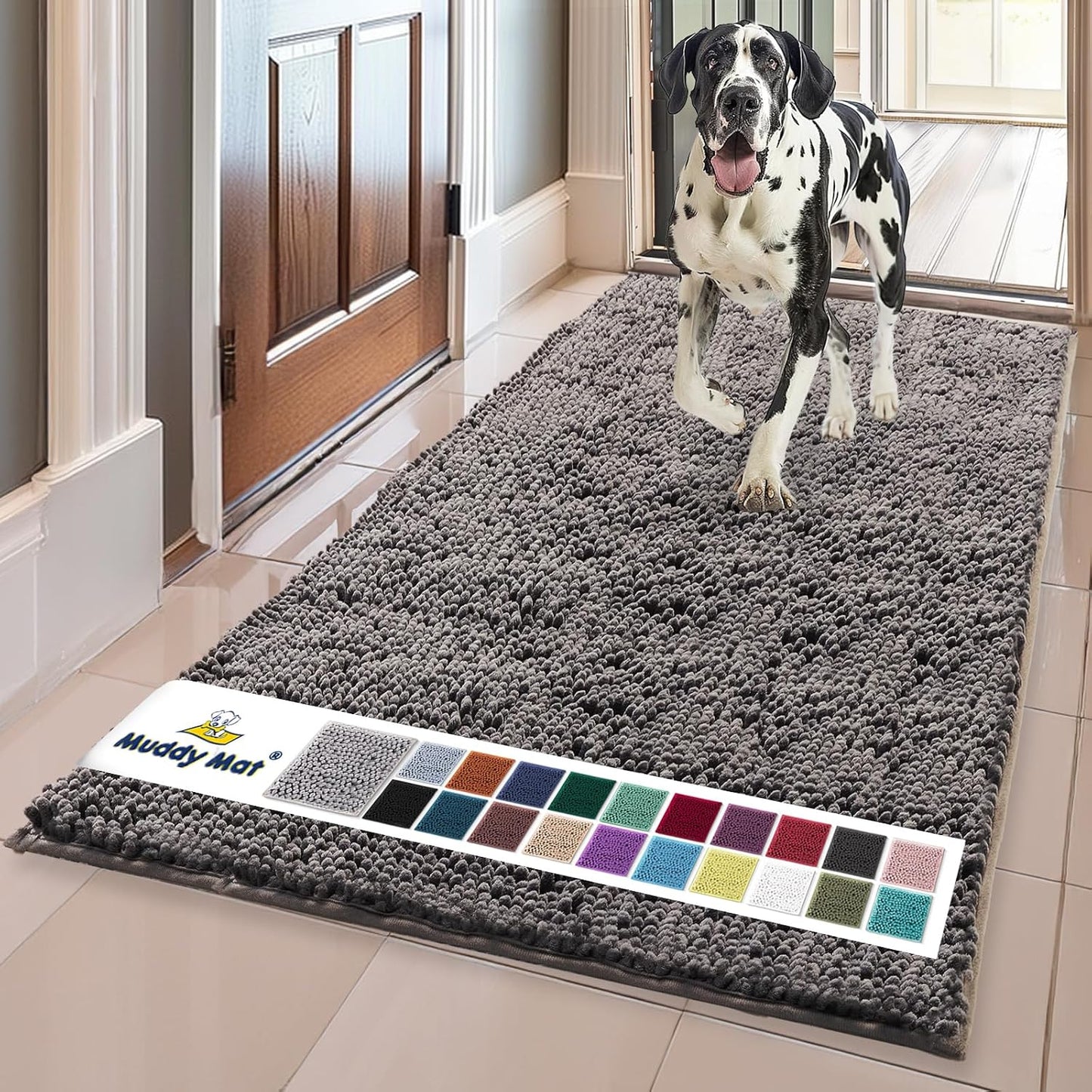 Tapete microfibra puerta perro antiderrap 24x60pulg