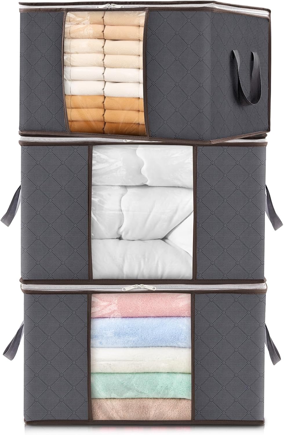 3 Pzas Bolsas Almacenamiento Ropa con Asa y Cremallera