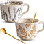 Set 2 Tazas Cerámica 11oz con Cucharas para Cafetería
