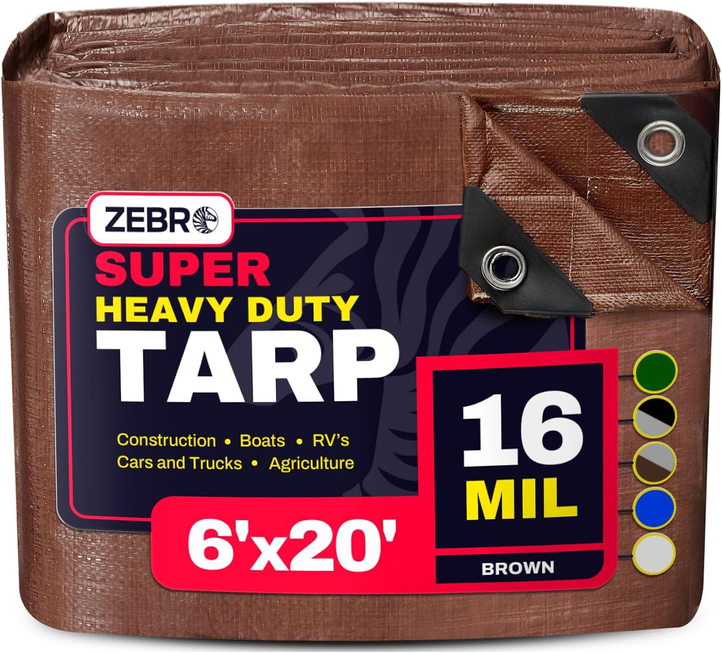 Lona plástica impermeable 6x20pulg marrón resistente acampar