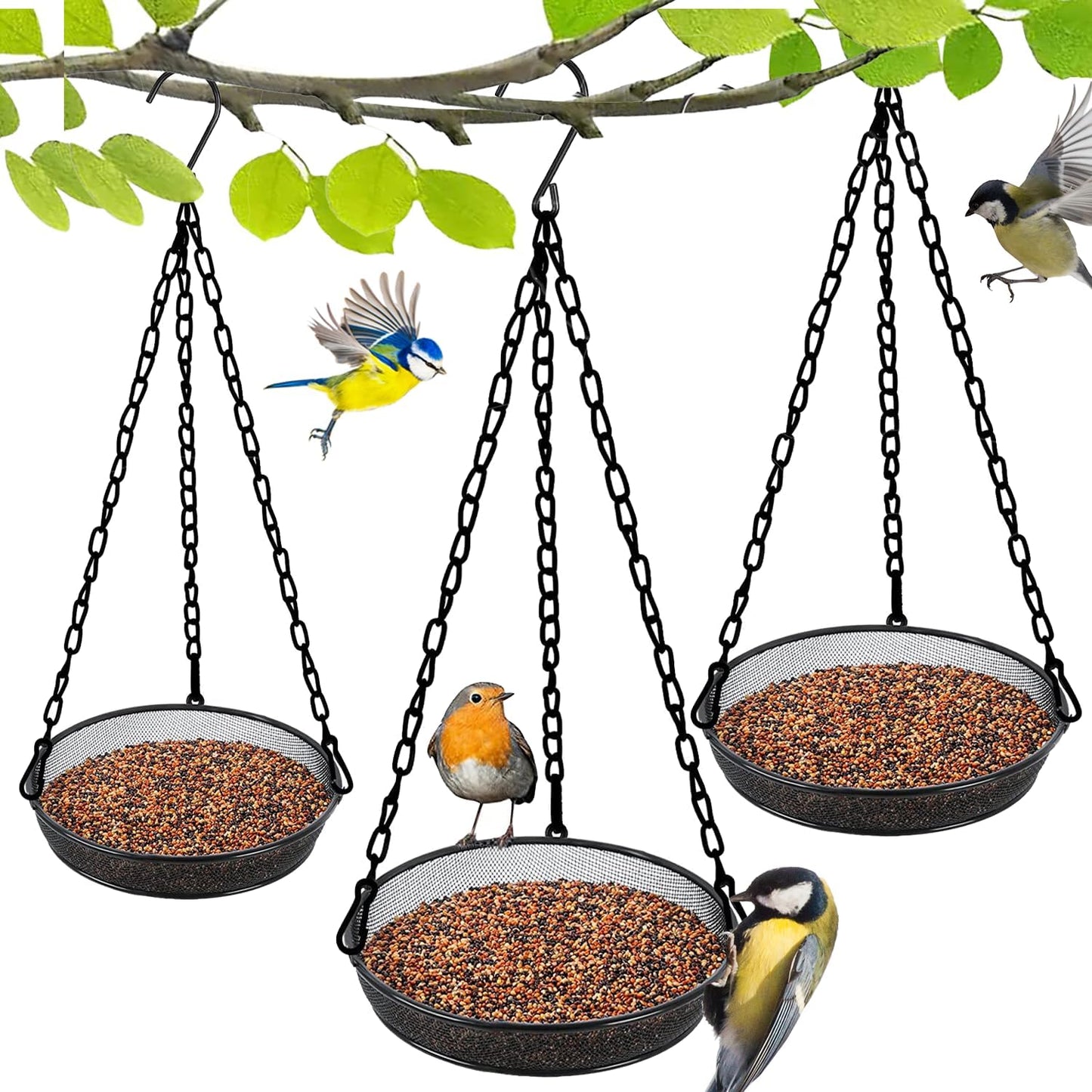 Comedero colgante para pájaros al aire libre 3 Pzas