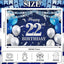 Cartel cumpleaños 22 globos azul marino confeti plateado purpurina