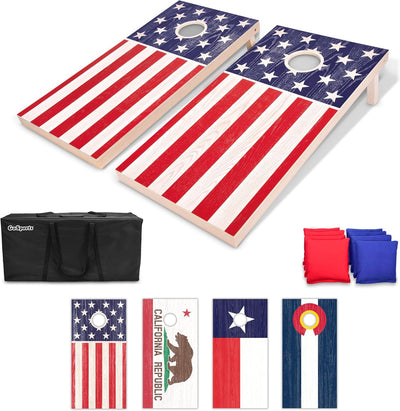 Set cornhole madera 4x2pies 2 tablas 8 bolsas