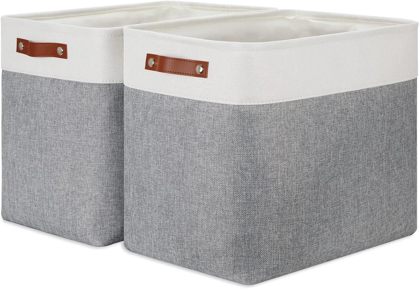 Cesta almacenamiento tela asas para estantes libros blanco