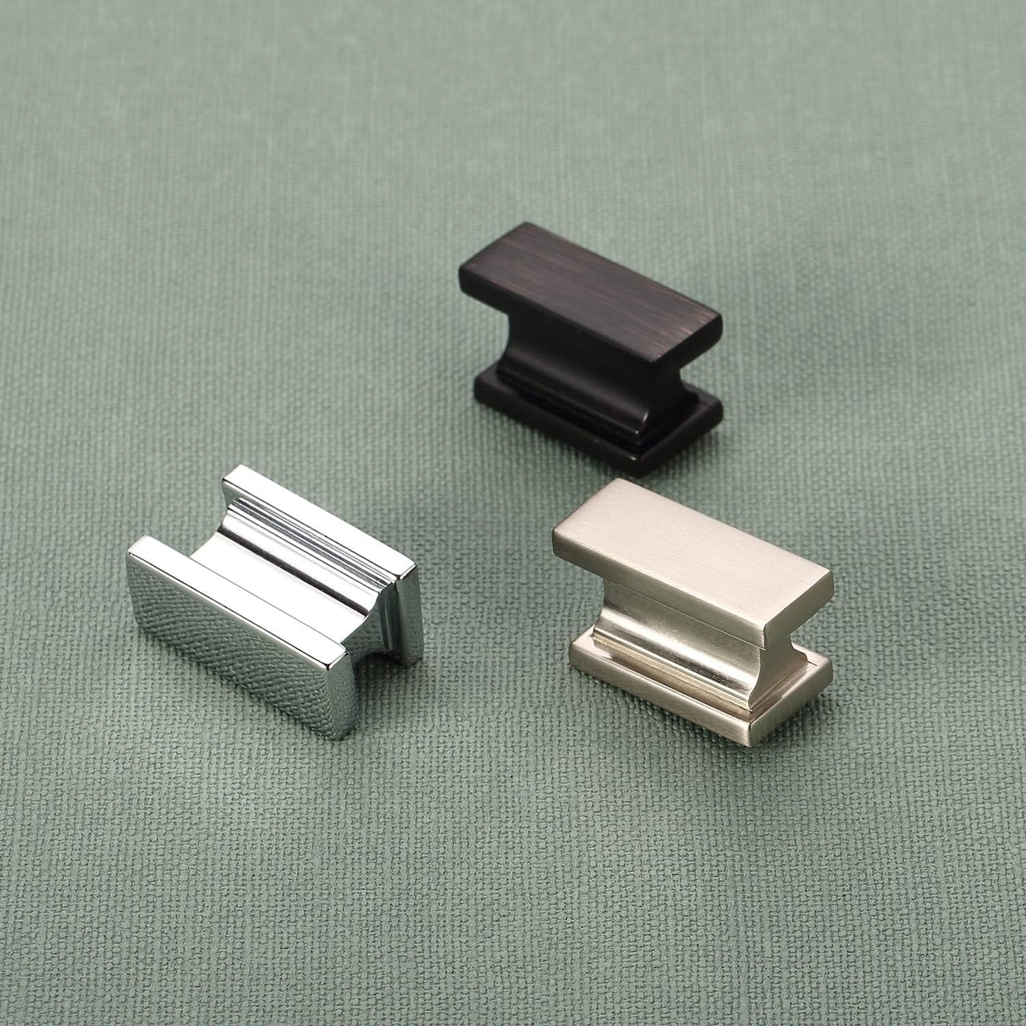 10 Pomos Gabinete Cromado 1.46pulg Rectangulares Cocina