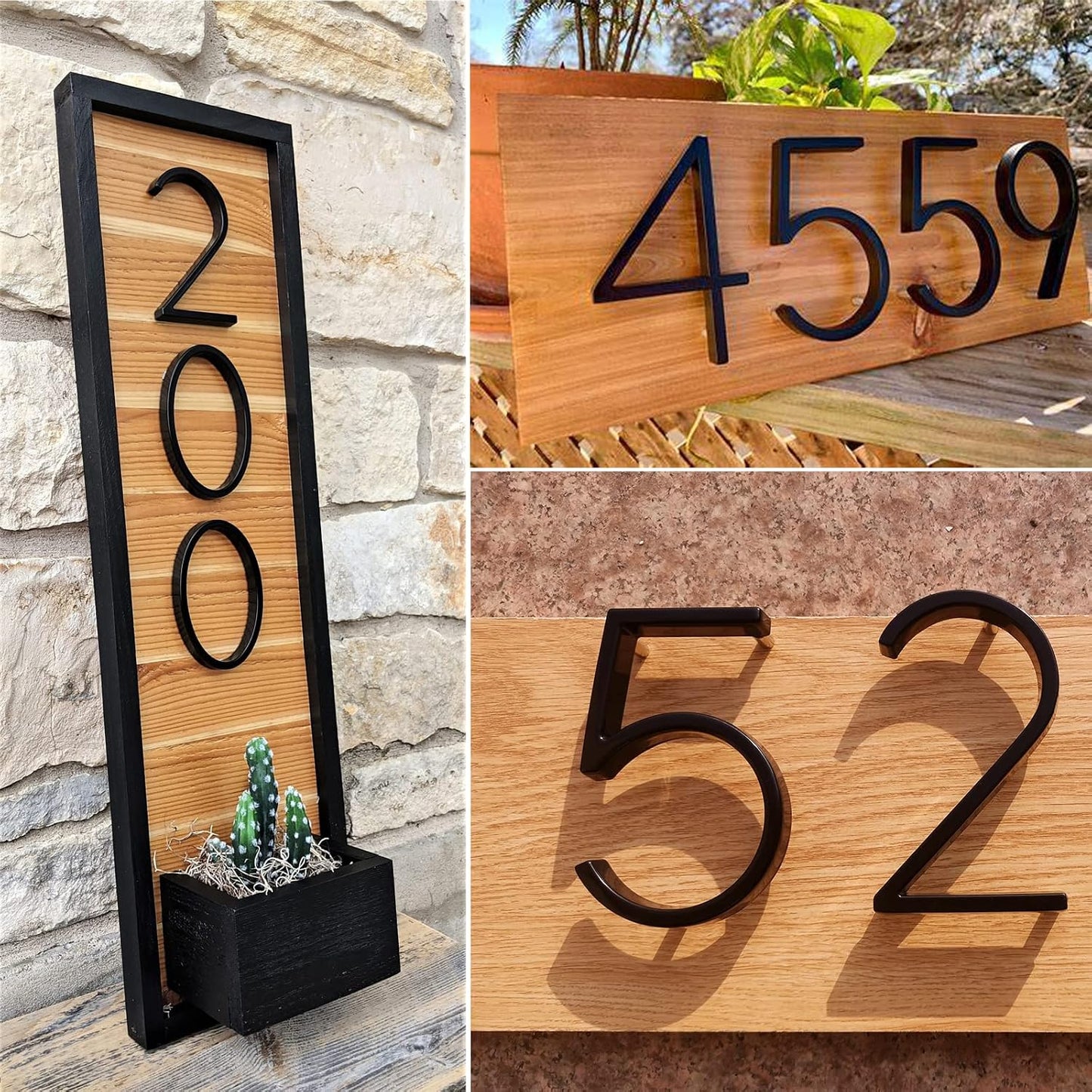 Números flotantes para buzón exterior 5pulg negros con kit