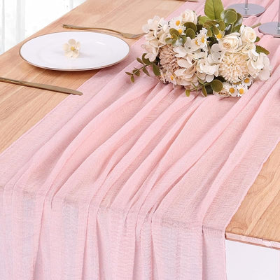 Camino mesa estopilla rosa claro 10ft 32x120pulg decoración boho