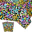 Mantel leopardo arcoíris neón pack 2 manteles fiesta niñas