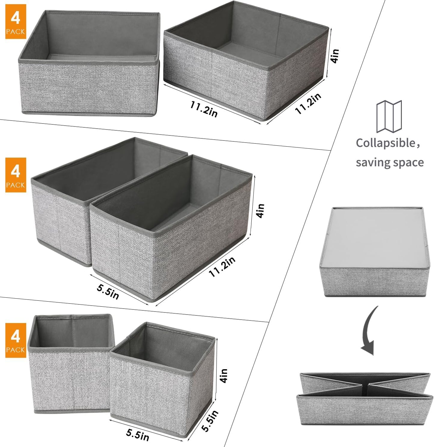 12 Organizadores cajones tela plegable dormitorio