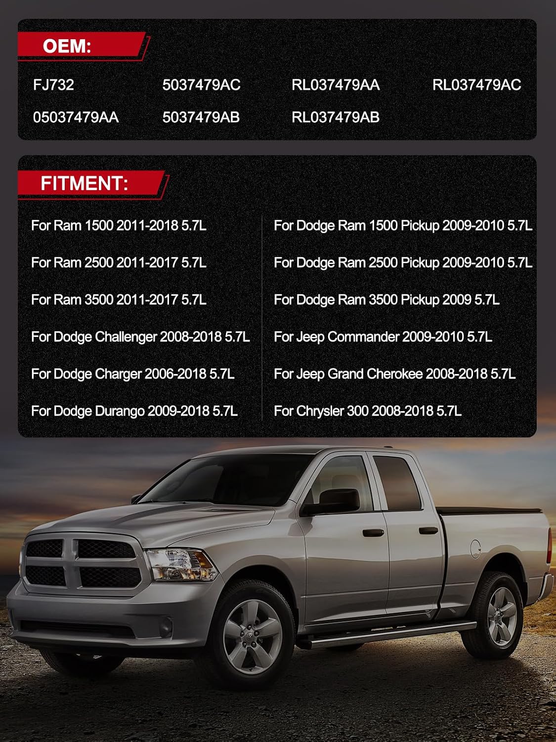 Inyectores combustible 8uds 5.7L 2006-18 para Ram Dodge Jeep
