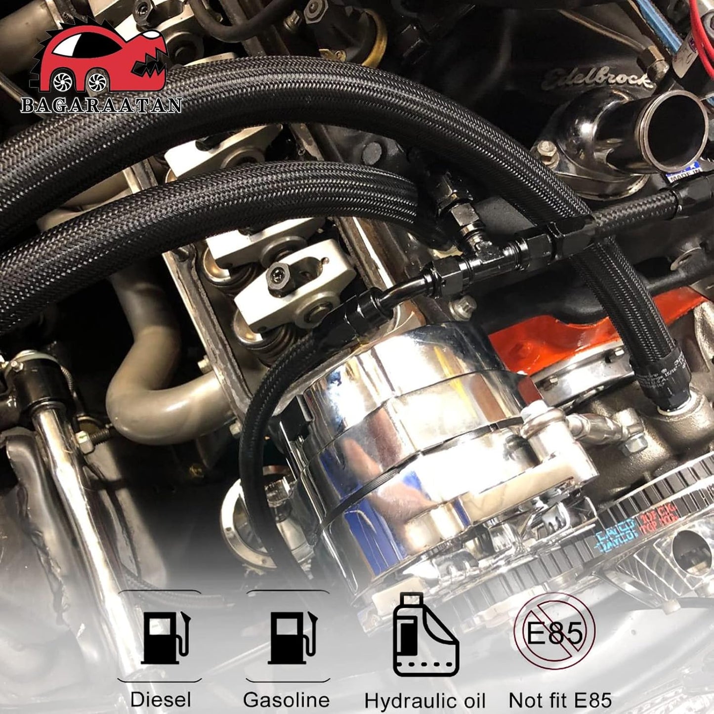 Kit manguera combustible 3/8 pulg acero inox trenzado 10pies