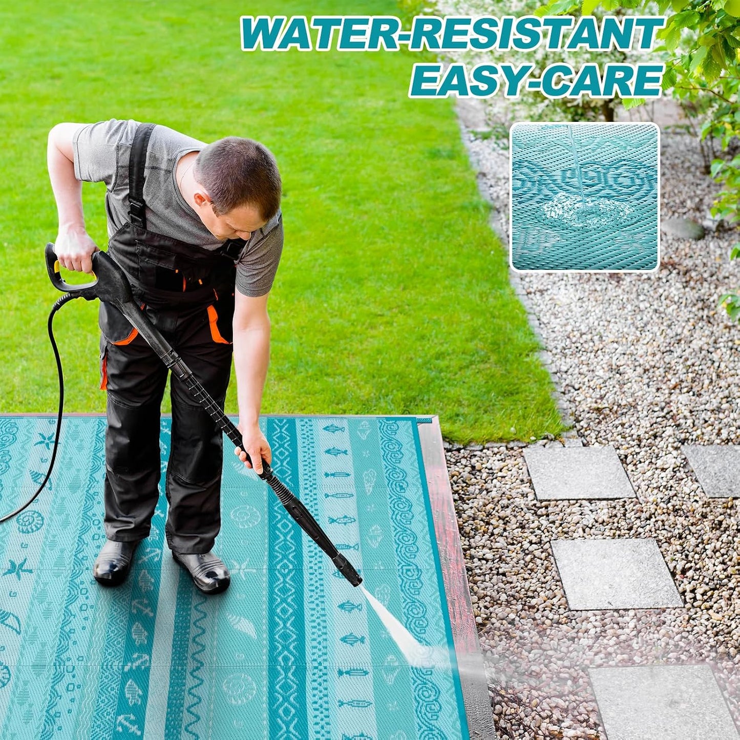 Alfombra exterior impermeable reversible 8x10ft