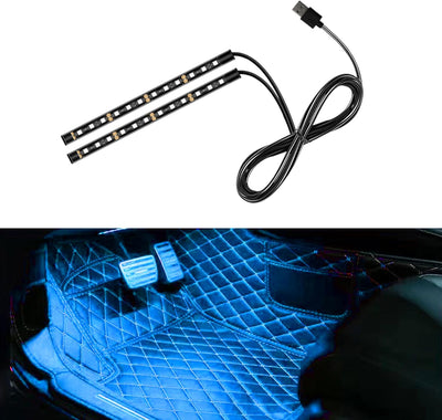 Tira luz LED automóvil 24 luces RGB USB 12V ambiental