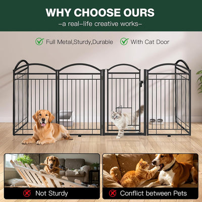 Puerta metal plegable para perros gatos 30pulg alta 80pulg ancha