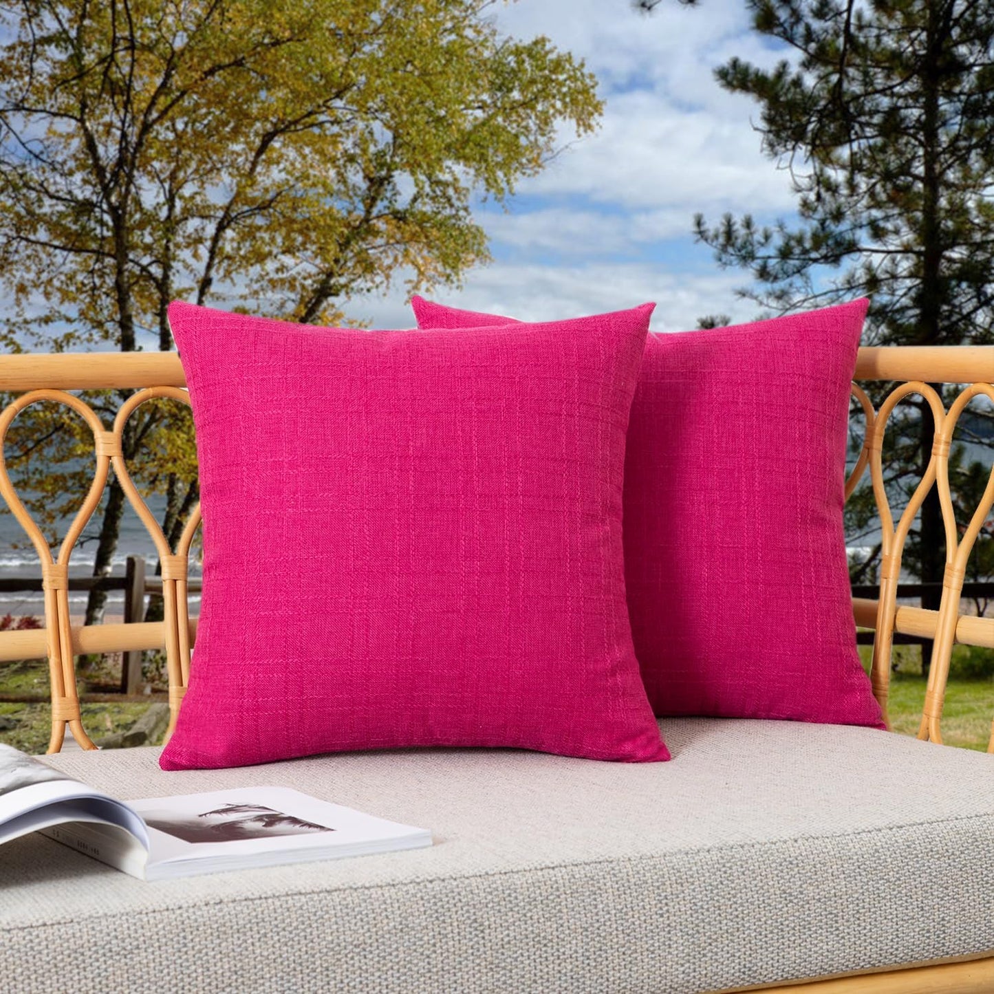 2 Pzas Fundas Almohada Cuadros Impermeables Exteriores