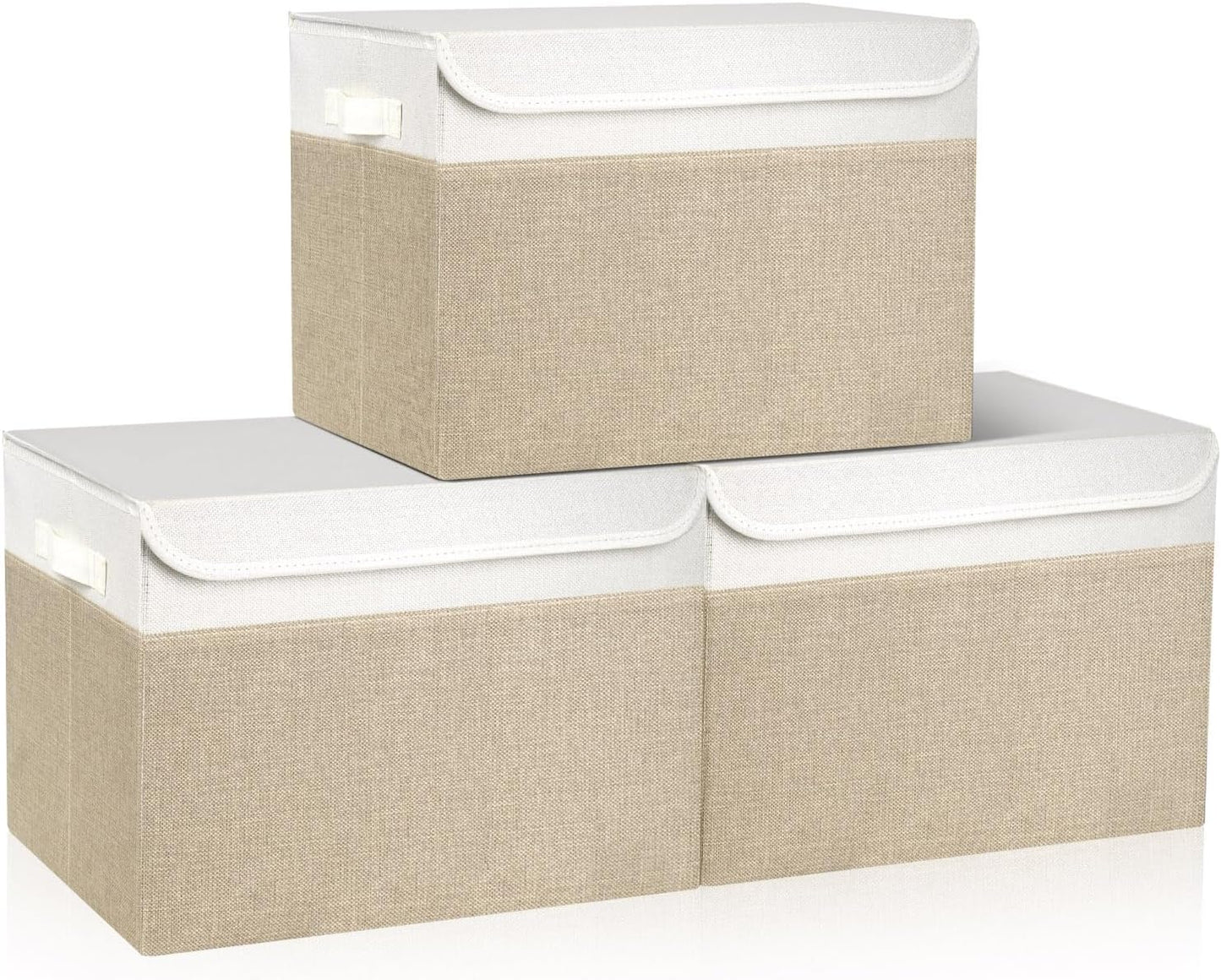 Cubos plegables tela lino 17pulg 42qt con tapas set 3
