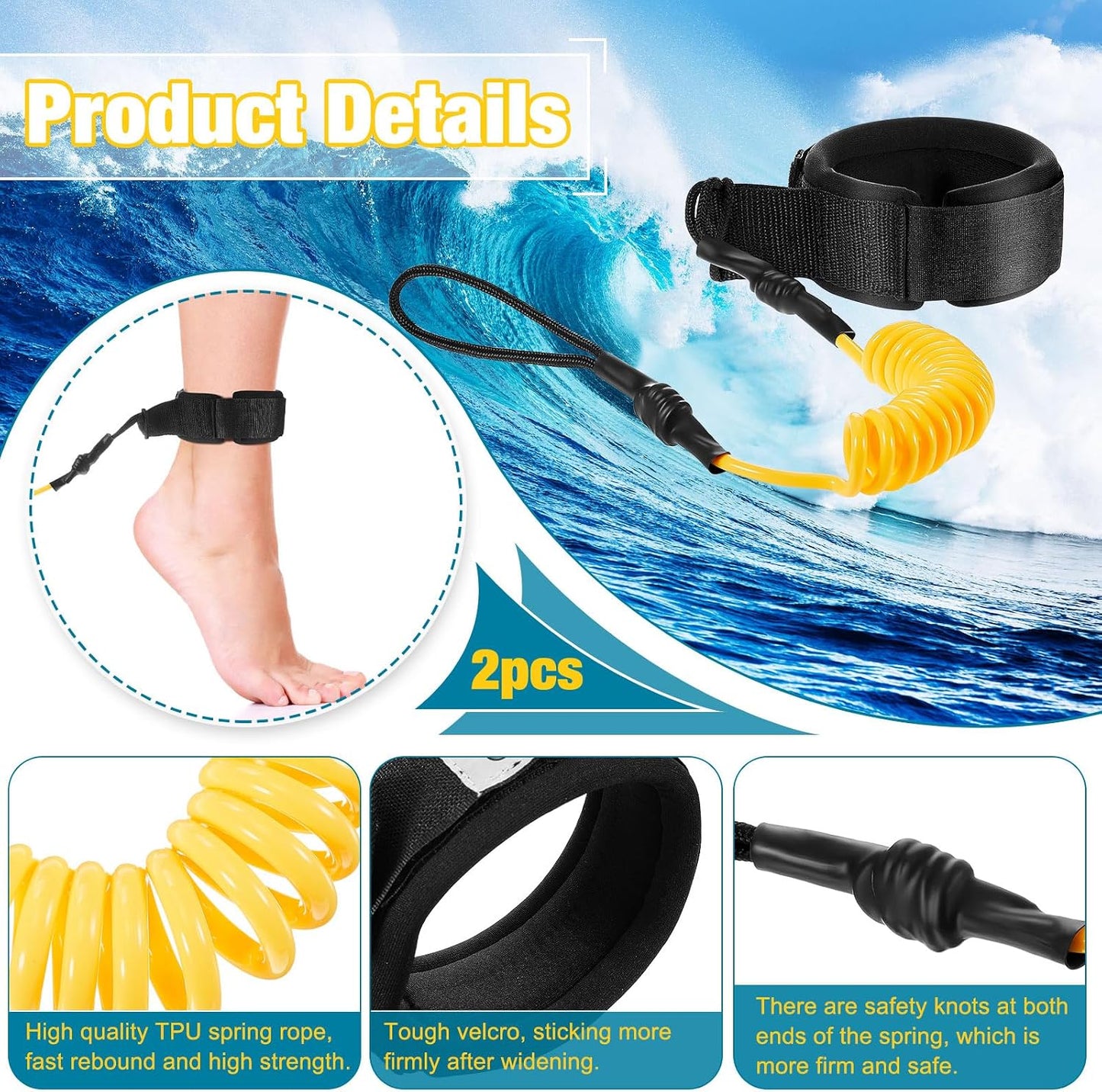 2 Correas Surf Correa Espiral para SUP y Tabla Remo