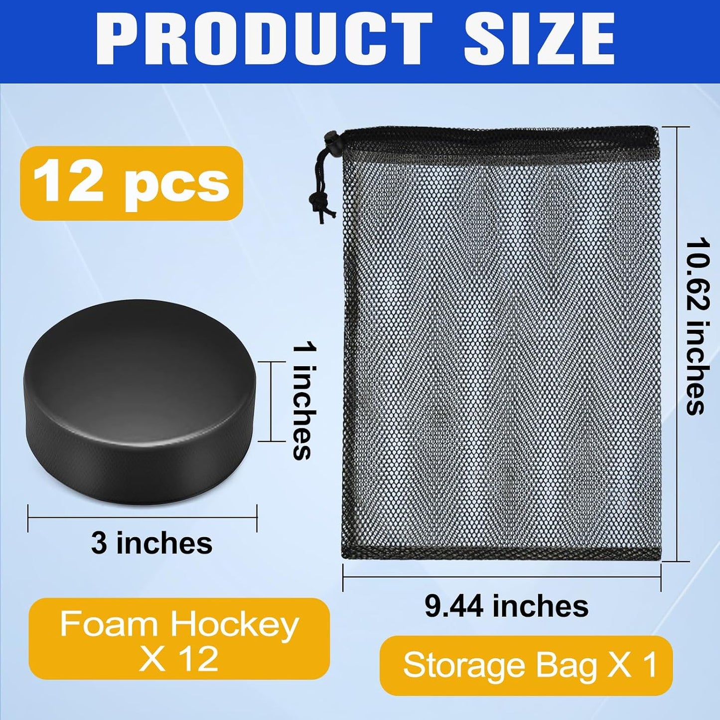 6 Pzas Puck Hockey Foam 3pulg con Bolsa Malla para Adultos