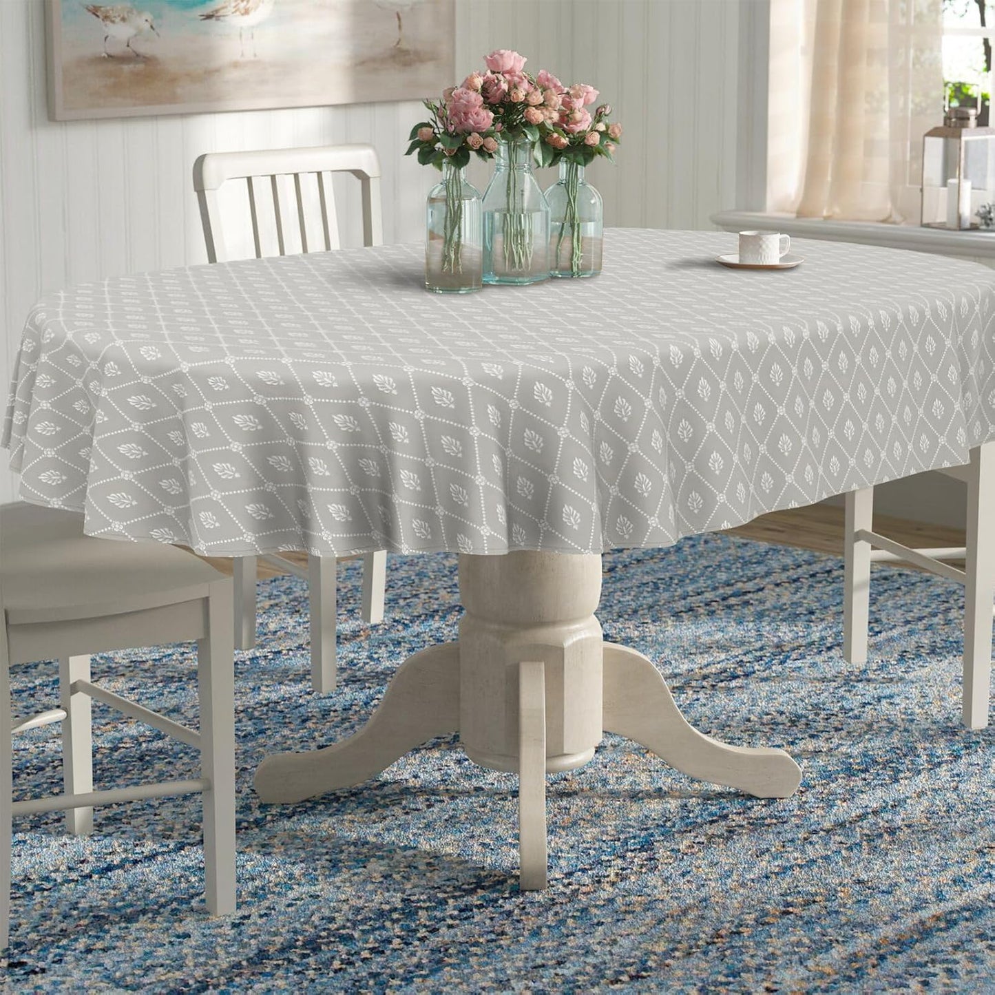 Mantel geométrico ovalado 152x305cm impermeable