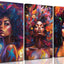 3 Pzas Arte Pared Afro Niña Colorido Moderno Abstracto